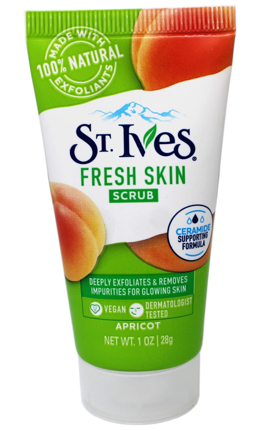 St. Ives Fresh Skin Scrub texture with walnut powder for gentle exfoliation.