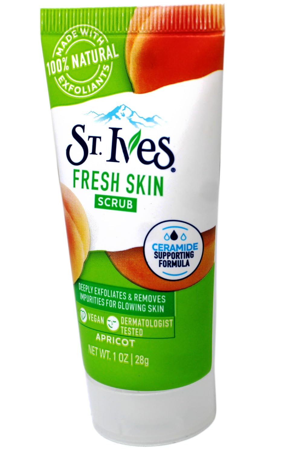 St. Ives Fresh Skin Scrub travel-size packaging ideal for on-the-go skincare.