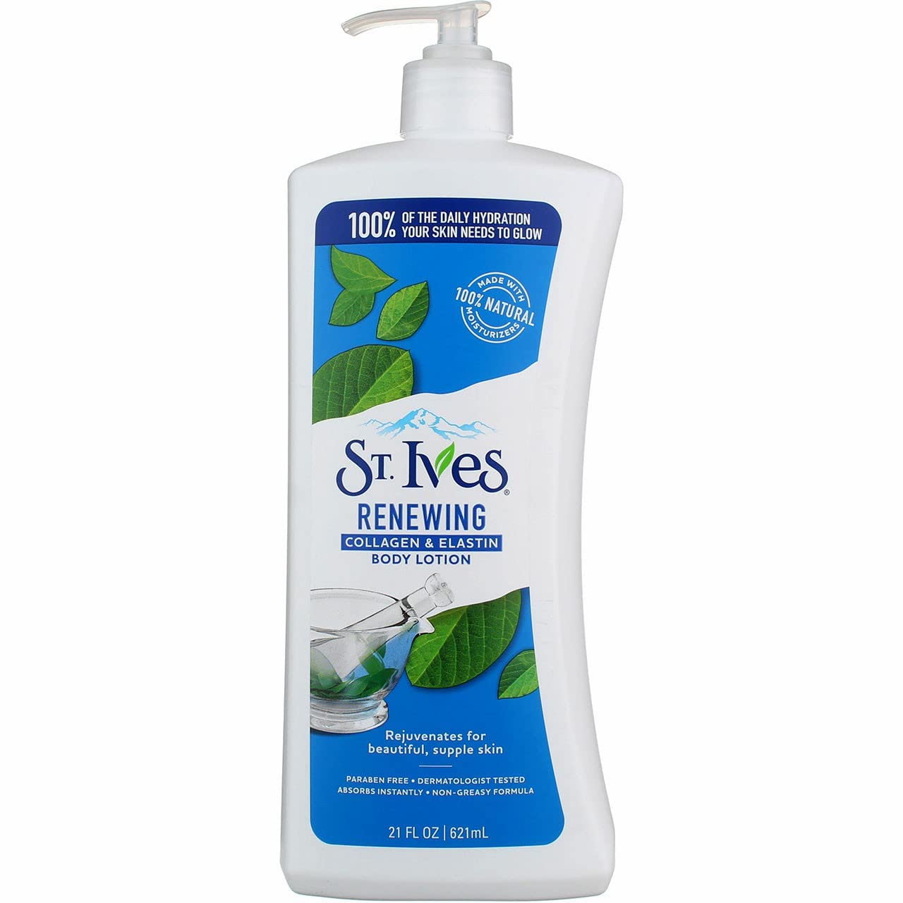 St. Ives non-greasy finish on skin close-up underscores fast-absorbing moisture solution.
