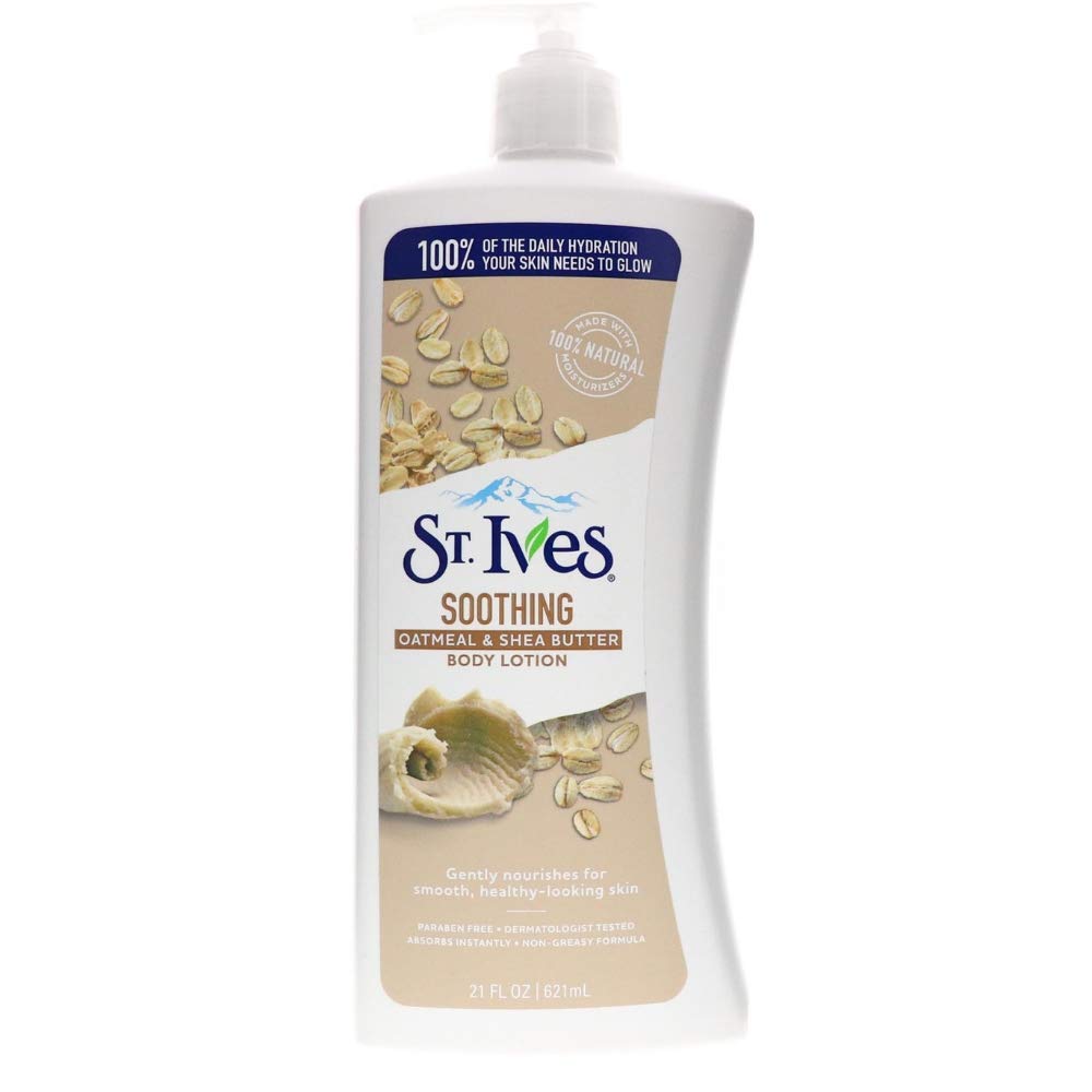 St. Ives Nourish and Soothe lotion bottle for everyday hydration with oatmeal and shea butter.