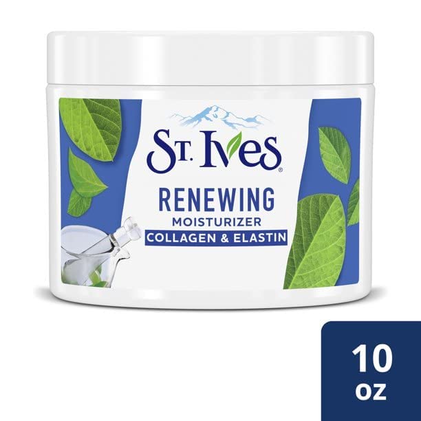 St. Ives Renewing Collagen Elastin Moisturizer application routine suggests simple daily care