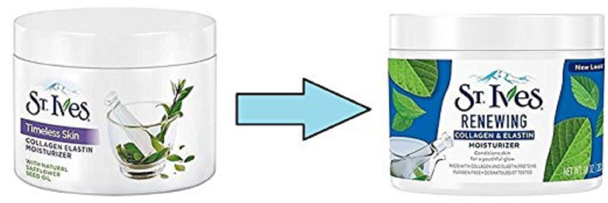 St. Ives Renewing Collagen Elastin Moisturizer pack-back highlights benefits and usage tips