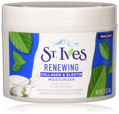 St. Ives Renewing Collagen Elastin Moisturizer pack-front shows two 10 oz bottles for daily hydration