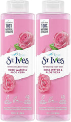 St. Ives Rose Water & Aloe Vera body wash bottle delivers refreshing cleanse and hydration