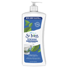St. Ives Skin Renewing Body Lotion bottle with collagen elastin for hydrated, supple skin