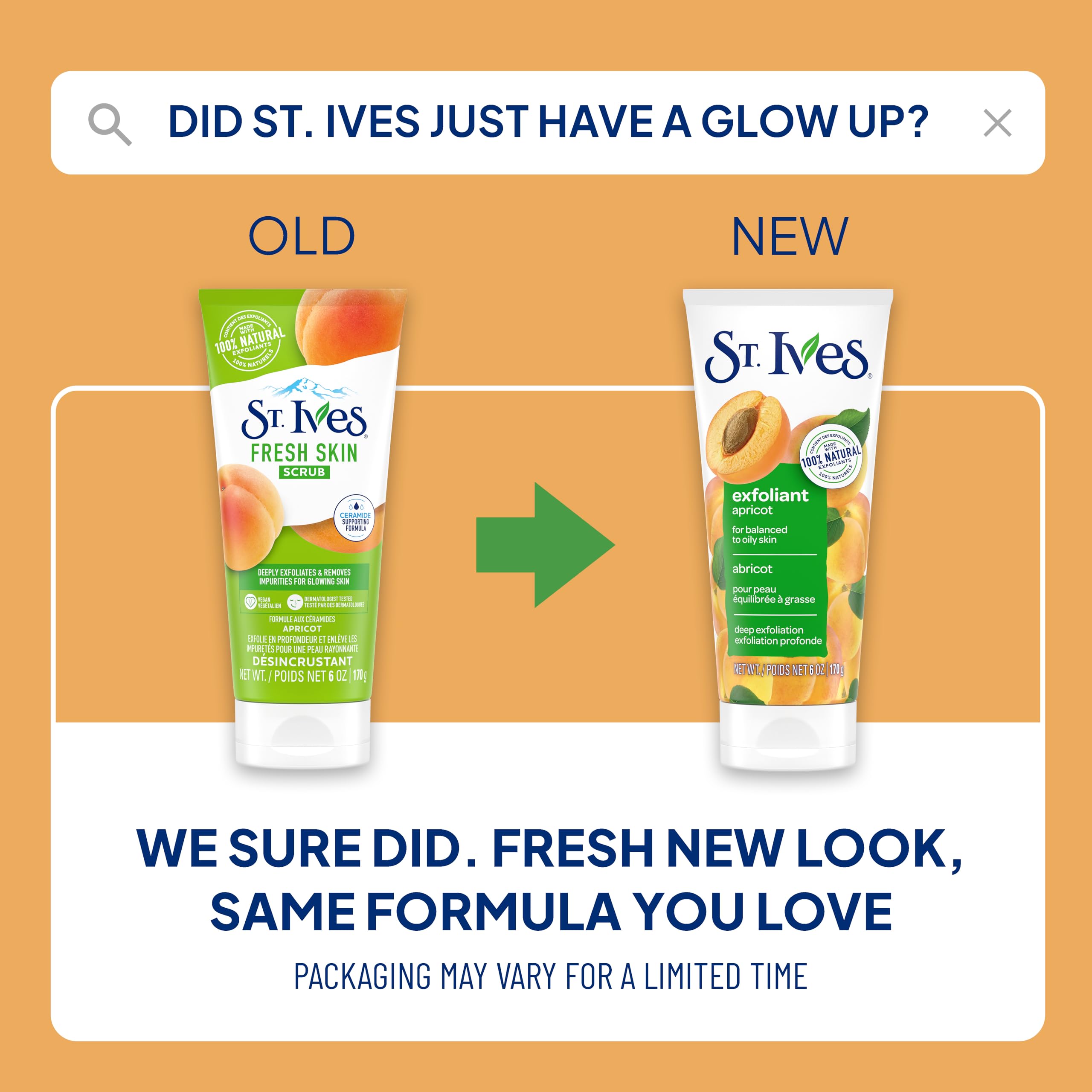 St. Ives walnut shell powder highlights natural exfoliation