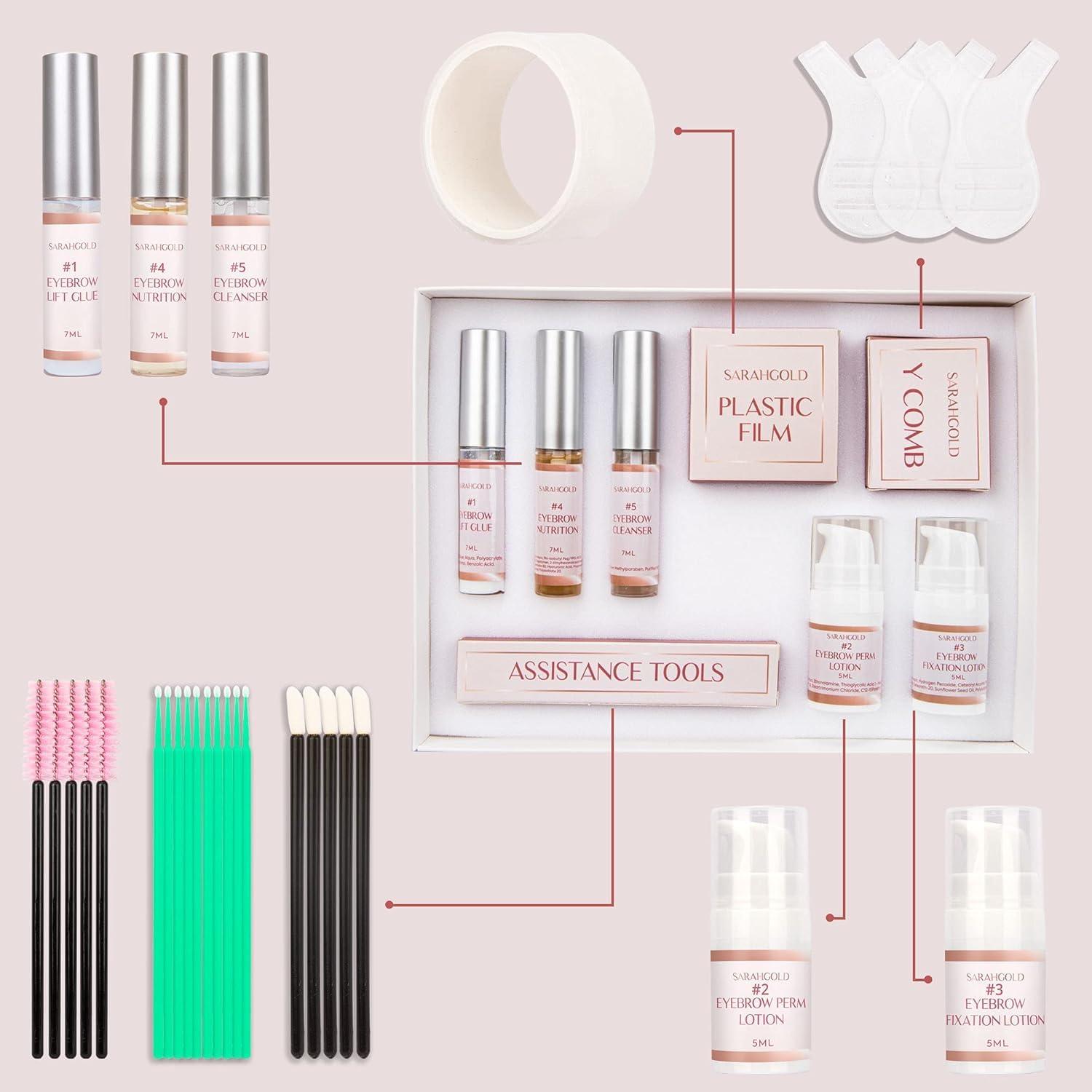 St. Mege Brow Lamination Kit Lift Glue bottle demonstrates the precision tool for even, controlled application.