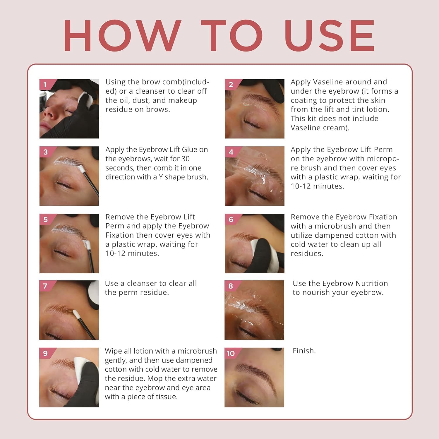 St. Mege Brow Lamination Kit tools included image shows brushes and micro-applicators for precise shaping.