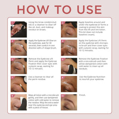 St. Mege Brow Lamination Kit tools included image shows brushes and micro-applicators for precise shaping.