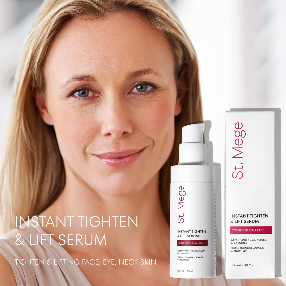 St. Mege Firming cream before-and-after look illustrating lifted appearance