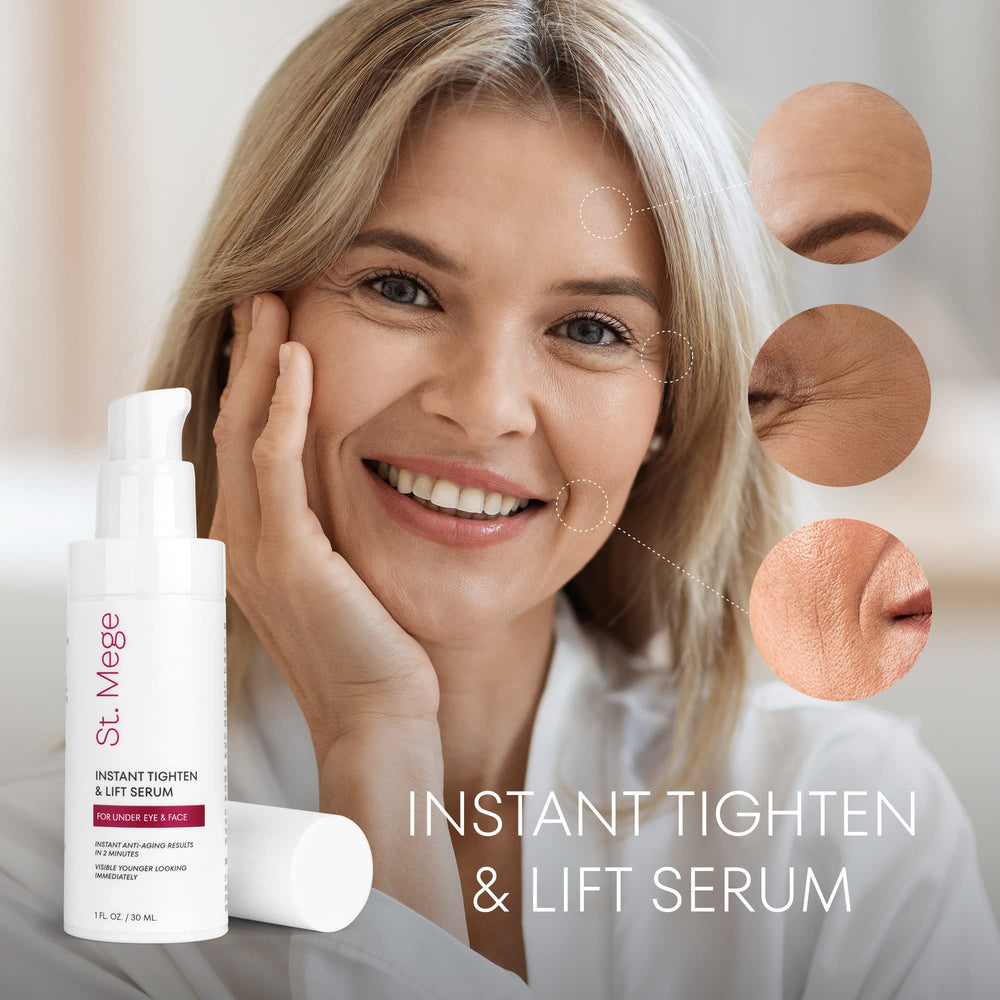 St. Mege Instant Eye Lift application demonstrating quick under-eye firming