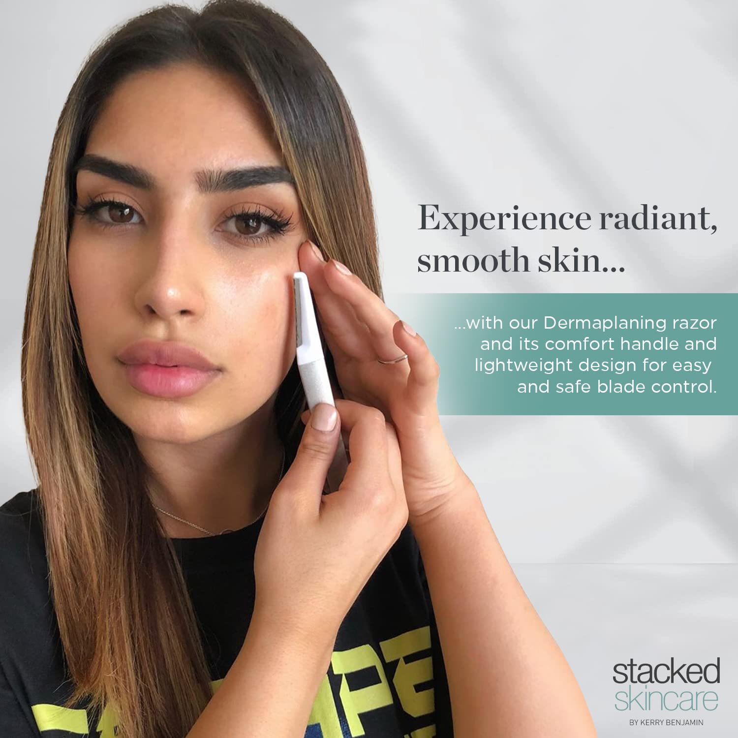 StackedSkincare Dermaplaning blade load tool image illustrating easy replacement between sessions