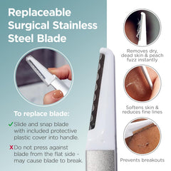 StackedSkincare dermaplaning tool at 45-degree angle for safe, controlled exfoliation.