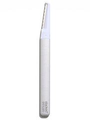 StackedSkincare dermaplaning tool with metal handle for precise at-home exfoliation and peach fuzz removal.