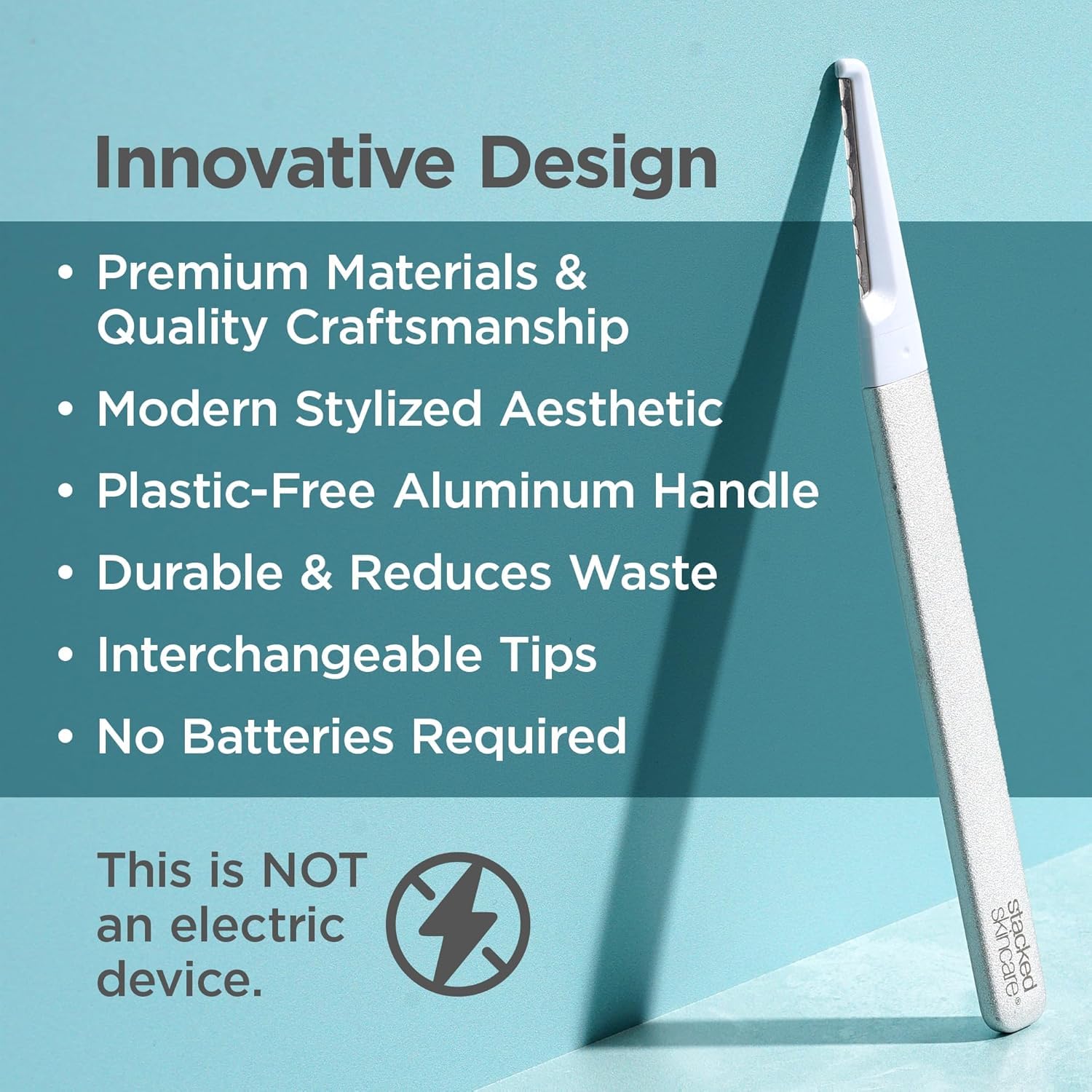 StackedSkincare dermaplaning tool replaceable blade for reusable professional-grade skincare at home.
