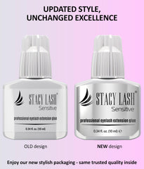 STACY LASH adhesive bottle closeup highlights fast 5-6 second dry time.