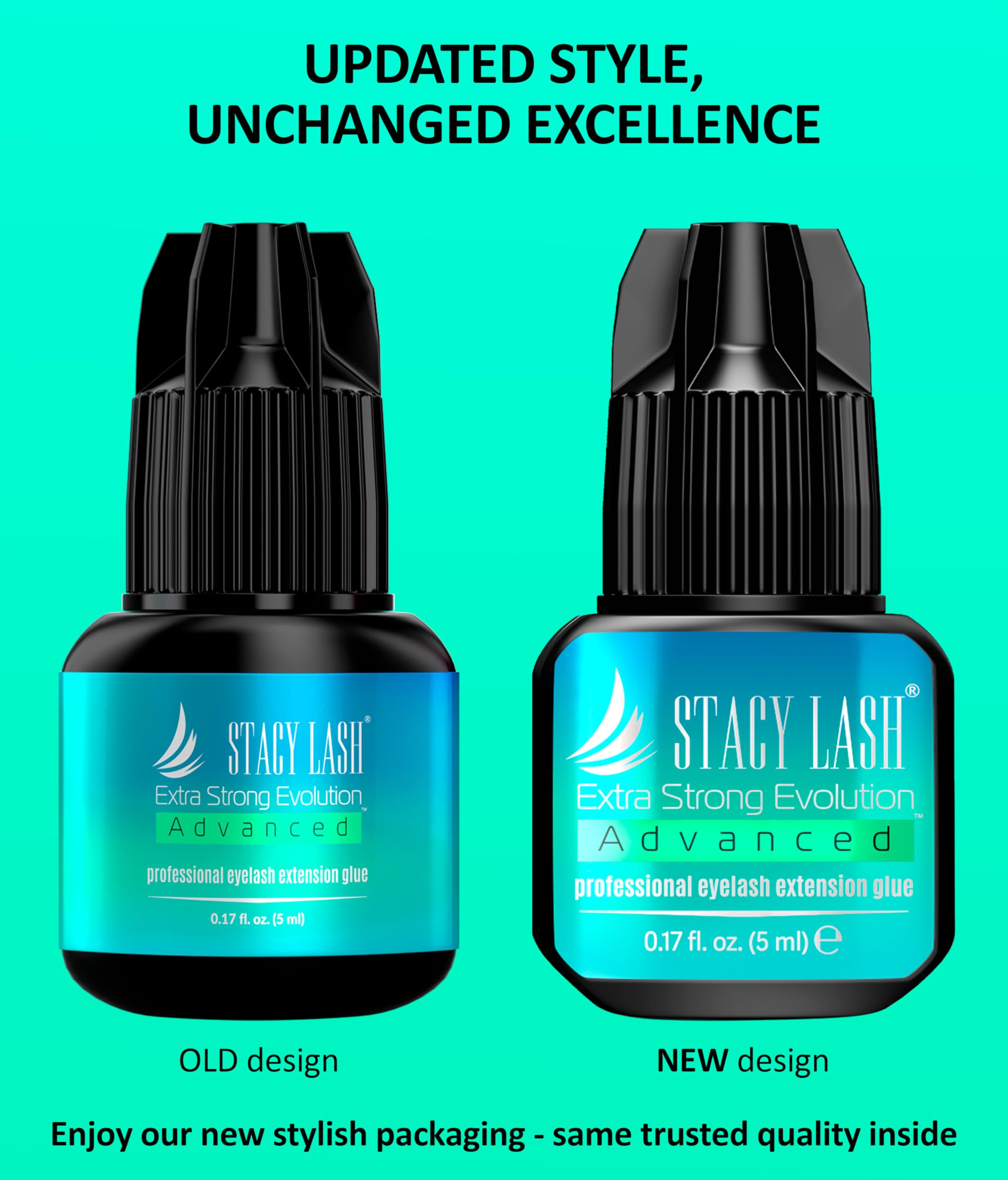 Stacy Lash adhesive latex-free label highlights safer professional use with minimal irritation.