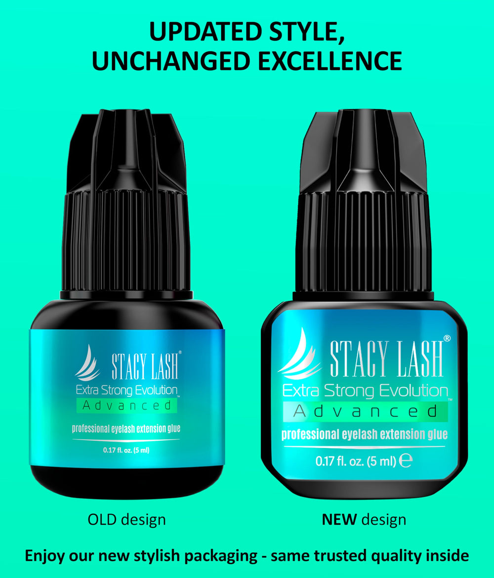 Stacy Lash adhesive latex-free label highlights safer professional use with minimal irritation.