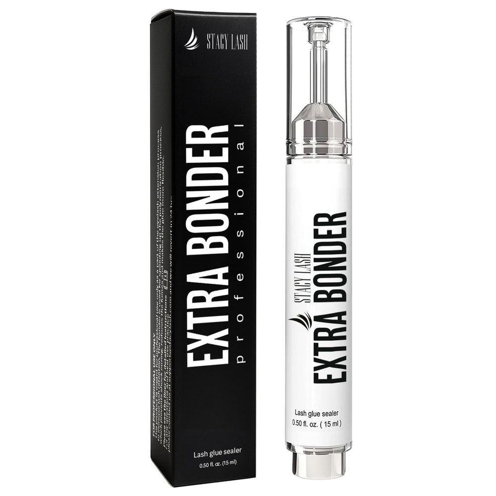 Stacy Lash Bonder bottle closeup shows strong hold for extensions