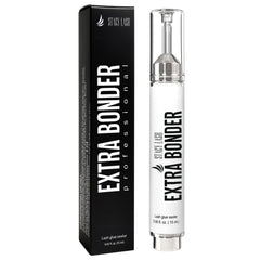 Stacy Lash Bonder bottle closeup shows strong hold for extensions
