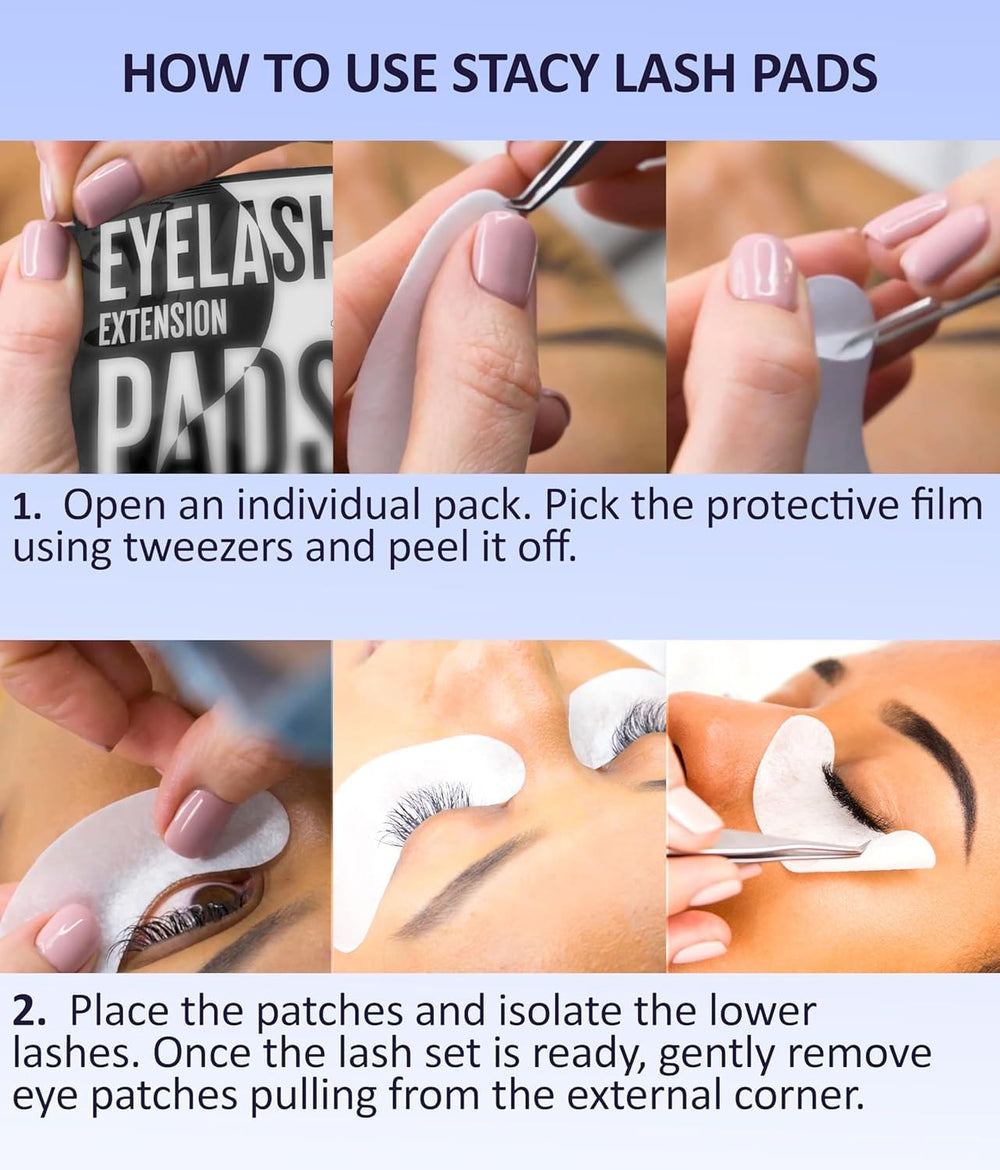 Stacy Lash easy to apply and remove under-eye pads enhance client comfort.