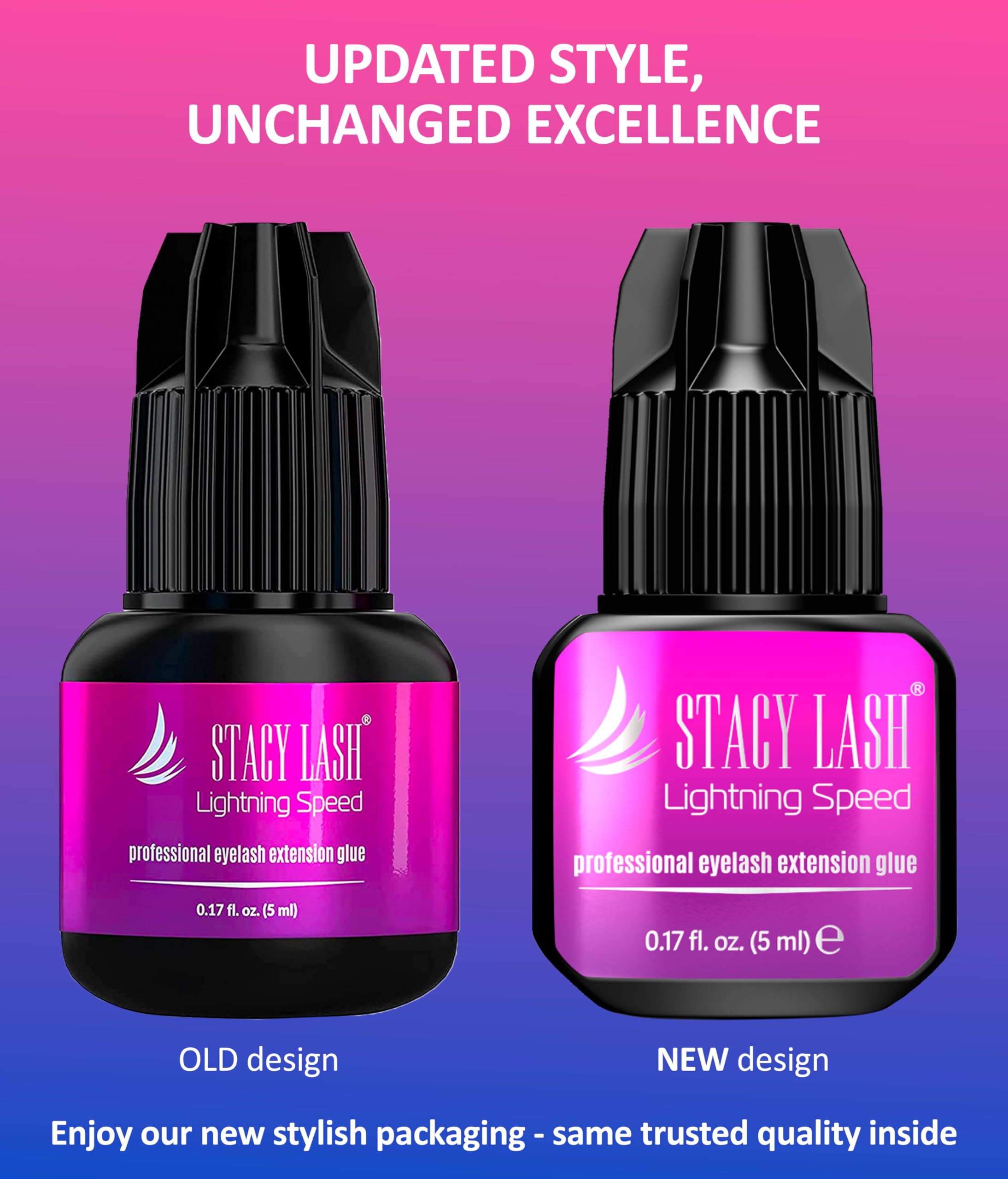 STACY LASH extra-strong black adhesive bottle; high hold for extensions.