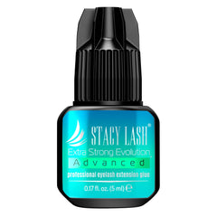 Stacy Lash Extra Strong Evolution adhesive bottle closeup for fast, secure lash bonds.