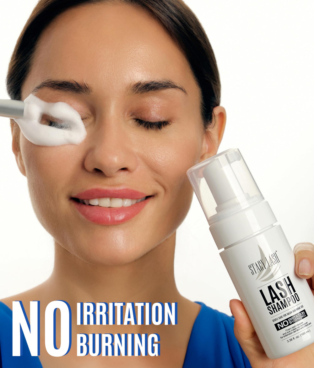 Stacy Lash foaming cleanser with brush for easy lash cleaning and makeup removal.