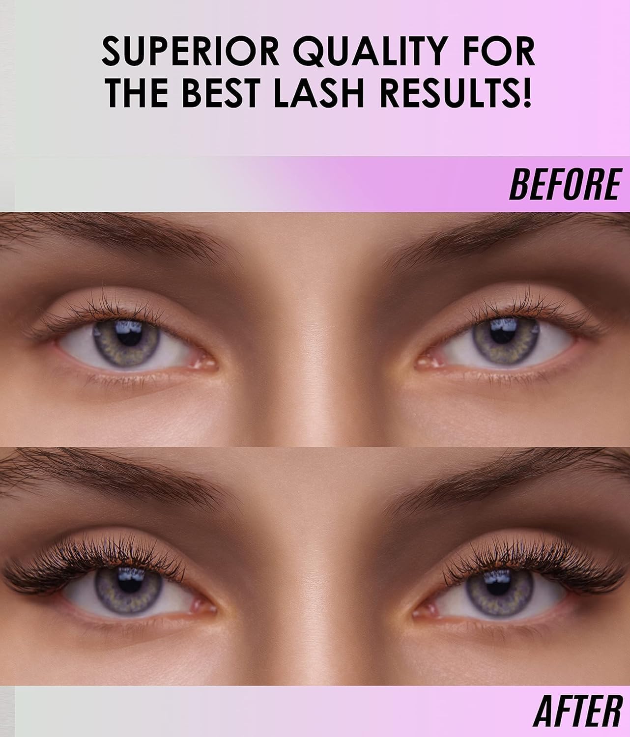 STACY LASH bottle closeup highlights latex-free formula reducing irritation.