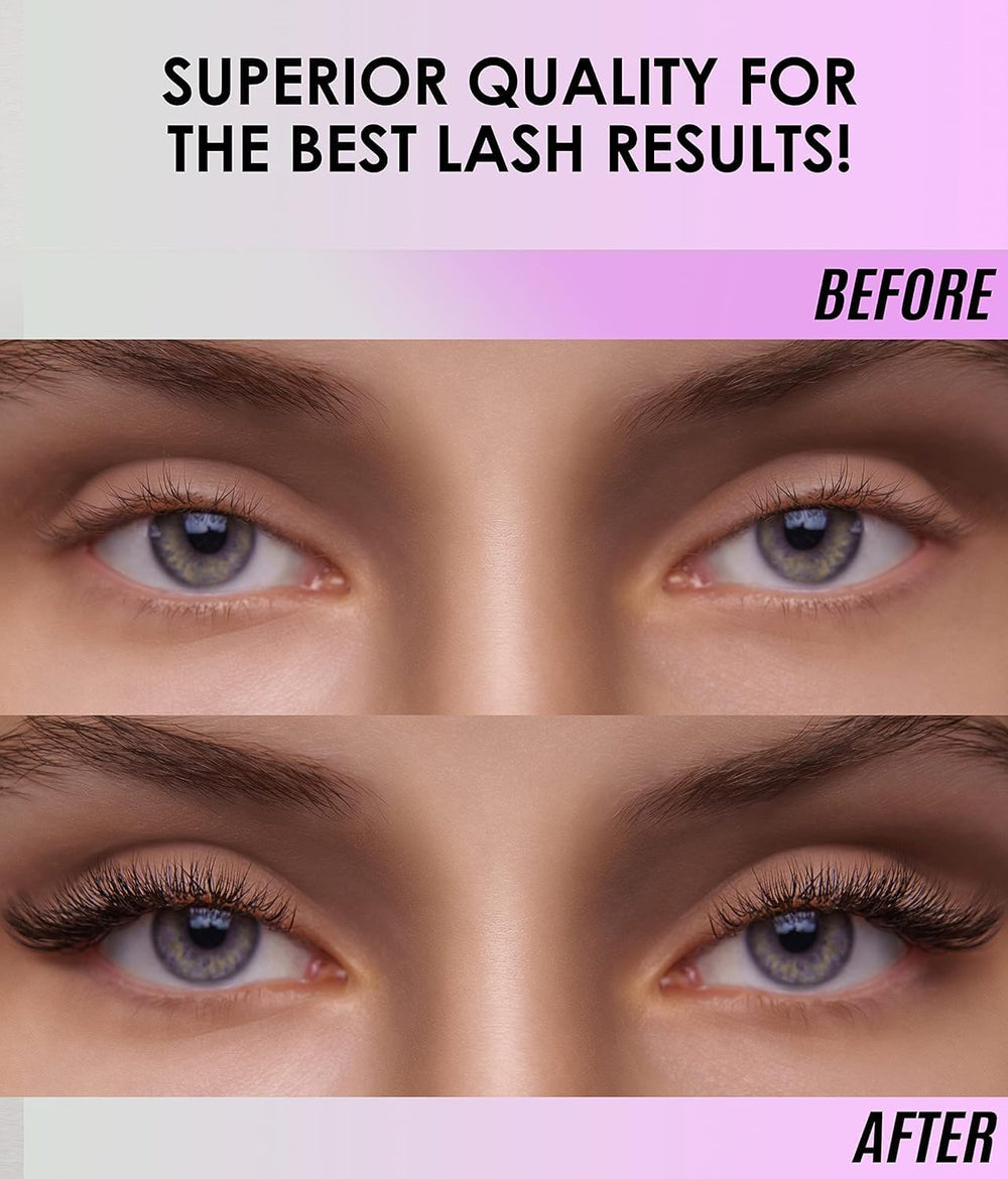 STACY LASH bottle closeup highlights latex-free formula reducing irritation.