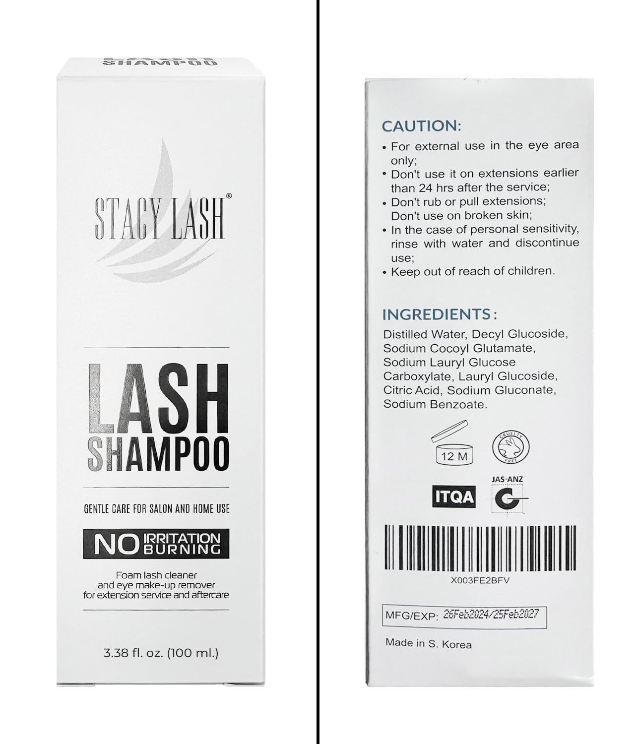 STACY LASH packaging of lash shampoo kit for organized storage