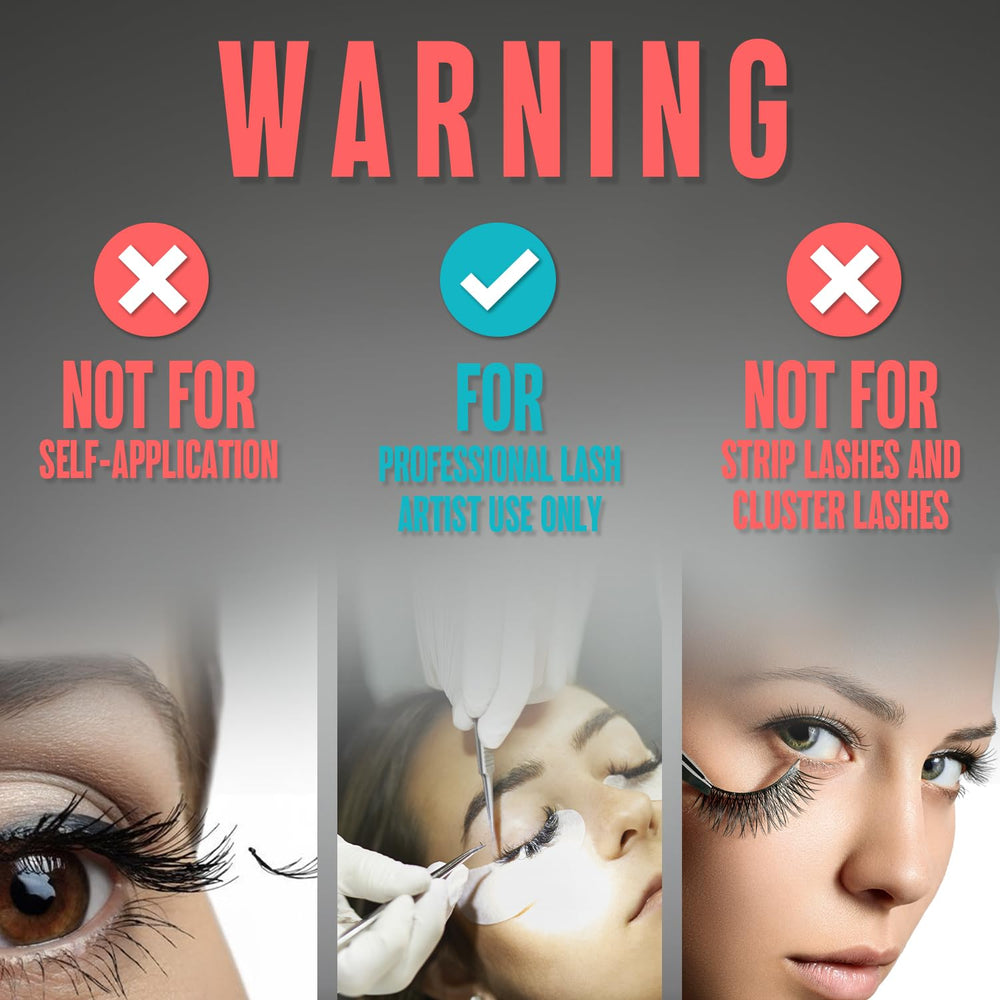 STACY LASH Premium Pro glue in use during lash extension procedure.