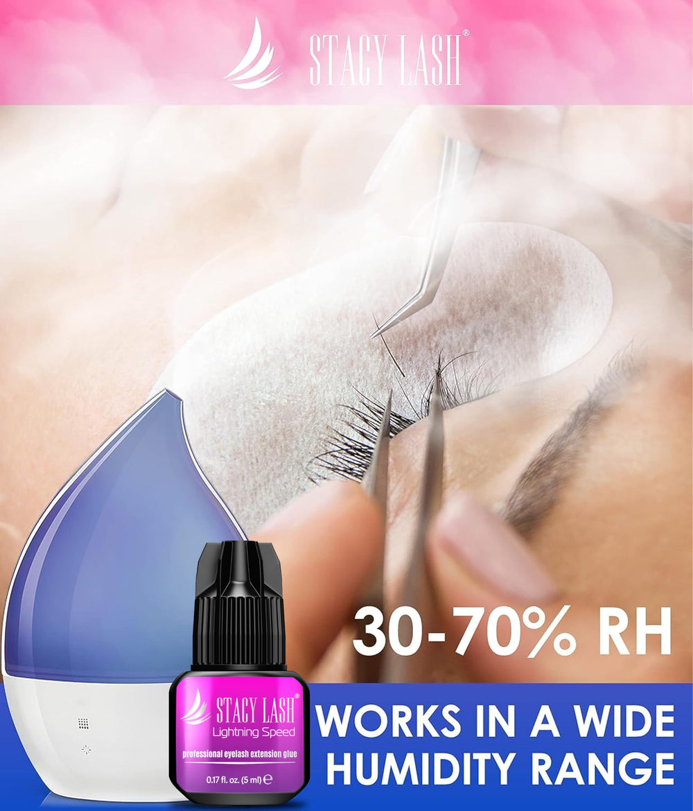 STACY LASH professional lash technician setup; salon-ready adhesive workflow.