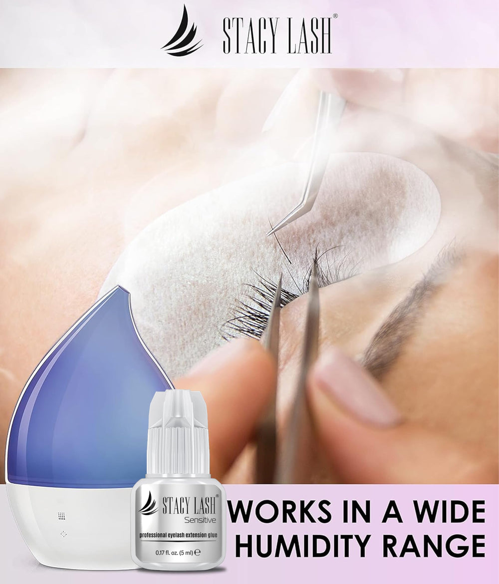 STACY LASH latex-free formula minimizes reactions for delicate eyes and clients.