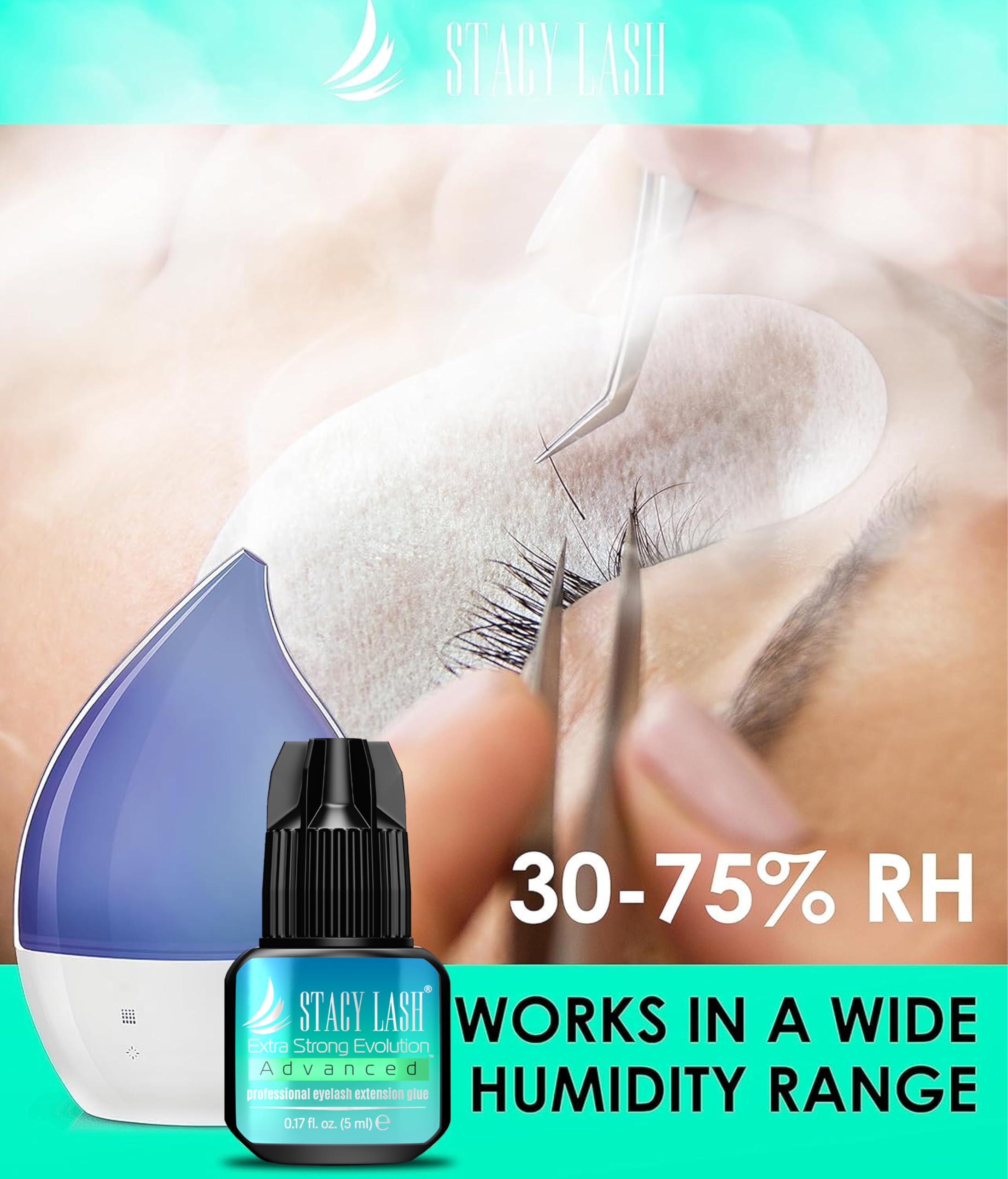 Stacy Lash strong-bond performance test hints at long-lasting extension wear.