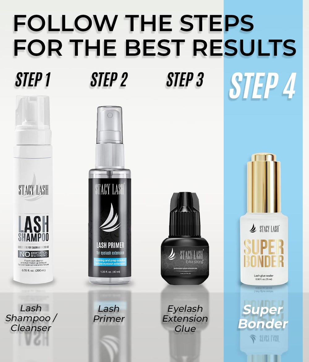 STACY LASH Super Bonder in a professional studio setup for lash technicians