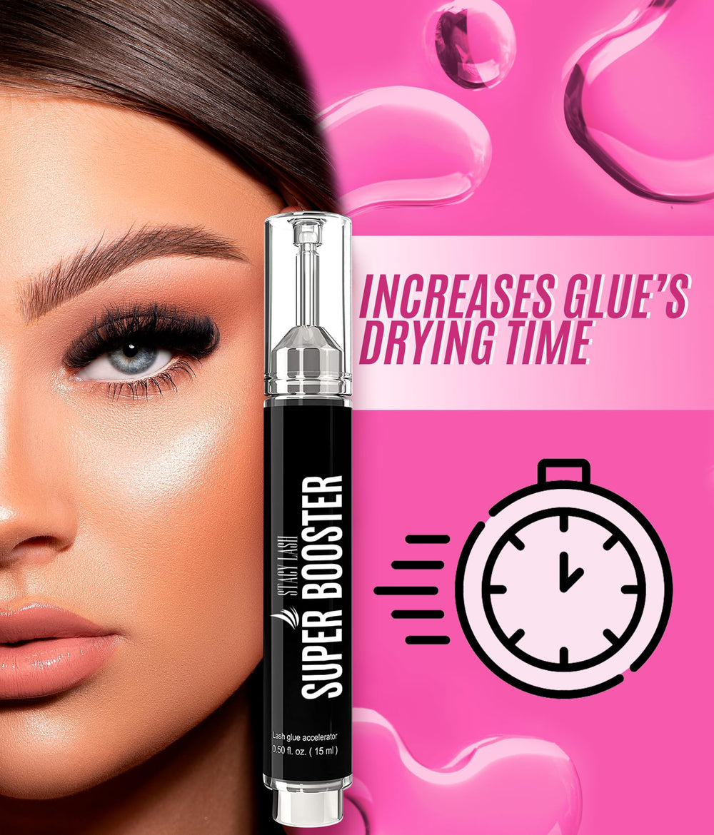 STACY LASH Super Booster label detail shows vegan, cruelty-free promise