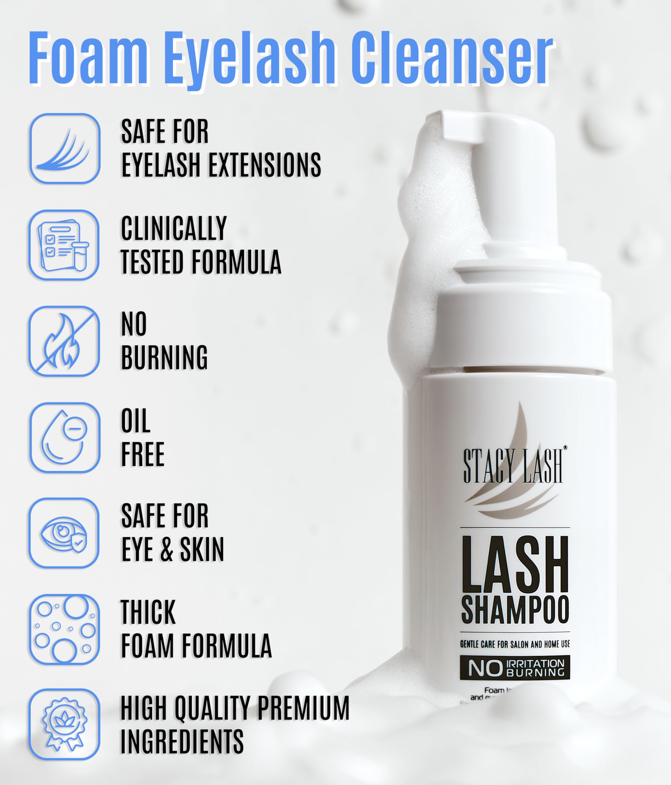 Stacy Lash travel-size shampoo pack ideal for on-the-go lash care.