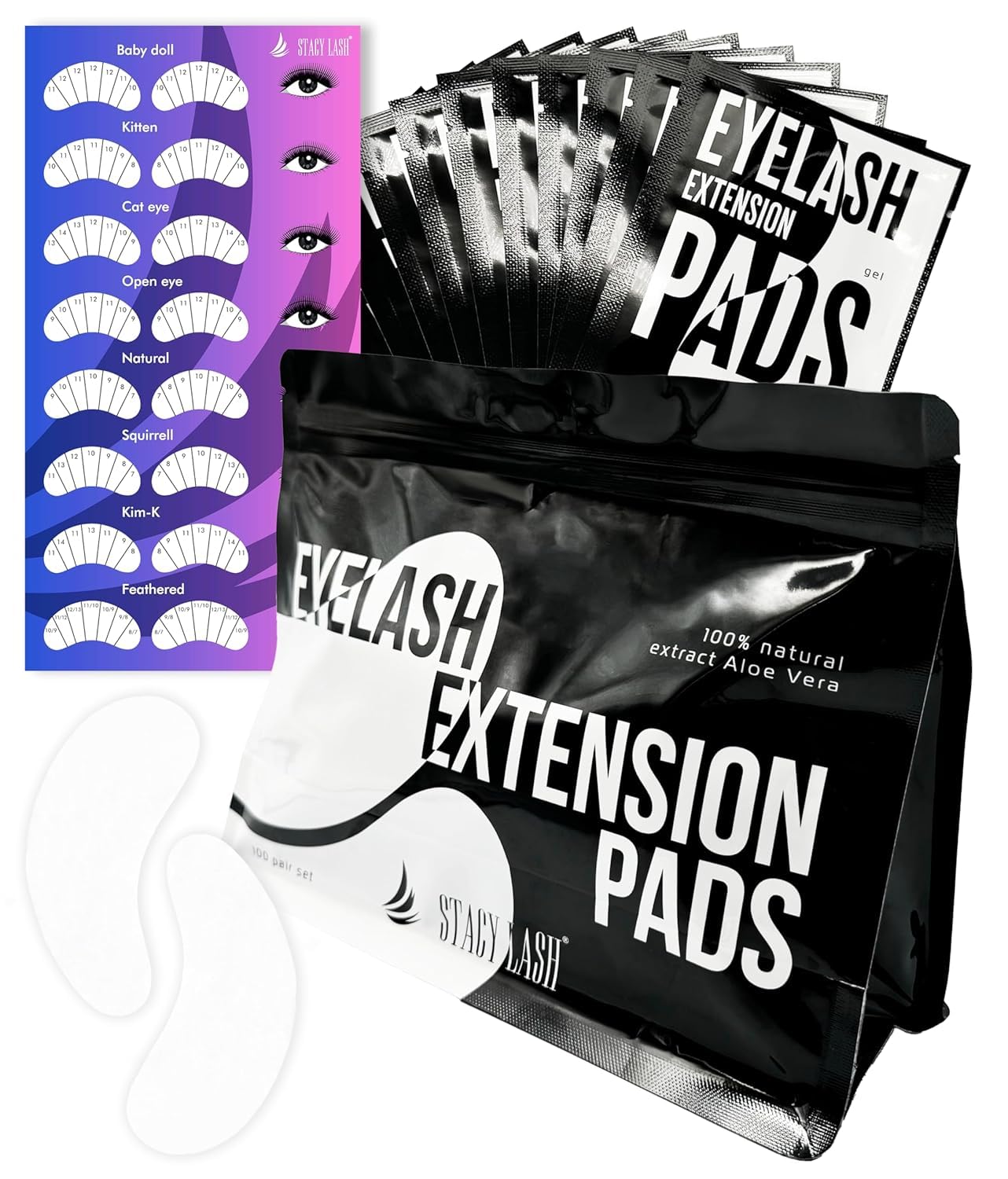 Stacy Lash under-eye gel pads lint-free for clean lash extensions and comfortable isolation.