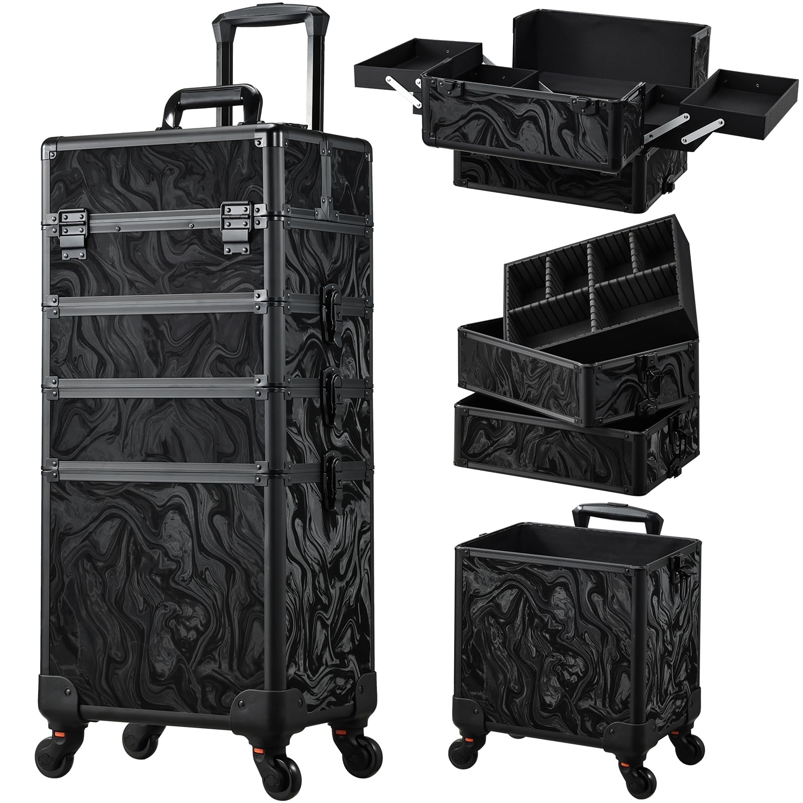 Stagiant Alpine Black Travel Case with generous storage for on-the-go makeup organization
