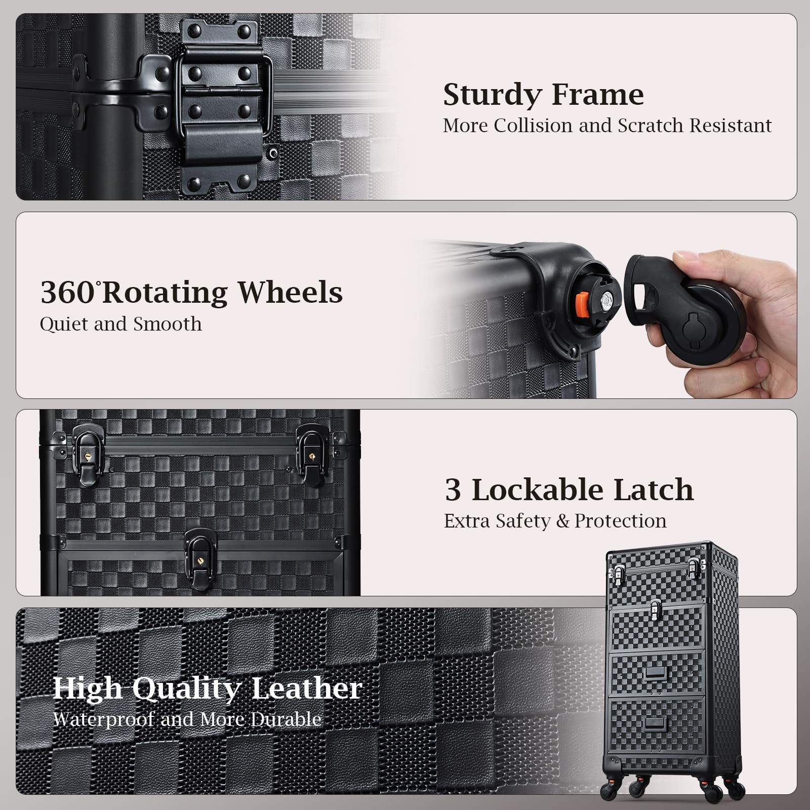 Stagiant detachable wheels simplify maintenance and versatile setup on location.