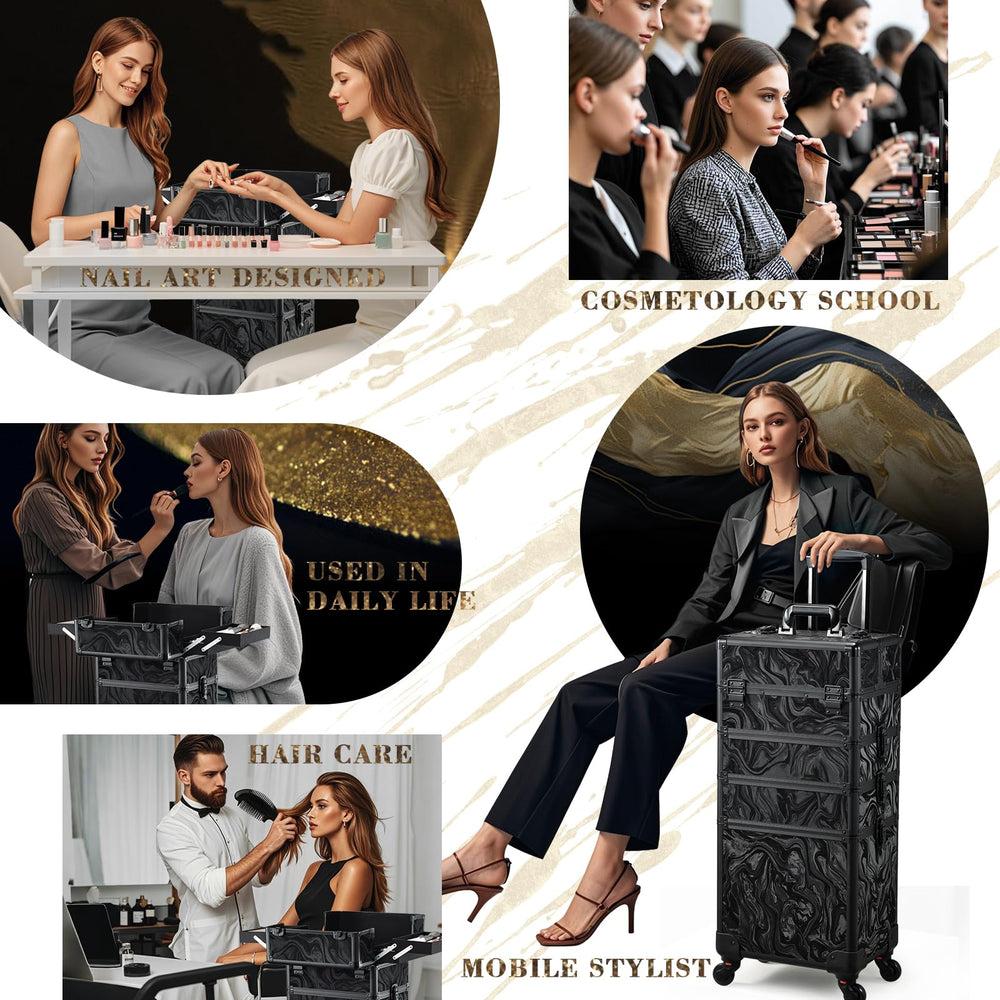 Stagiant key-locking mechanism keeps cosmetics secure between shoots