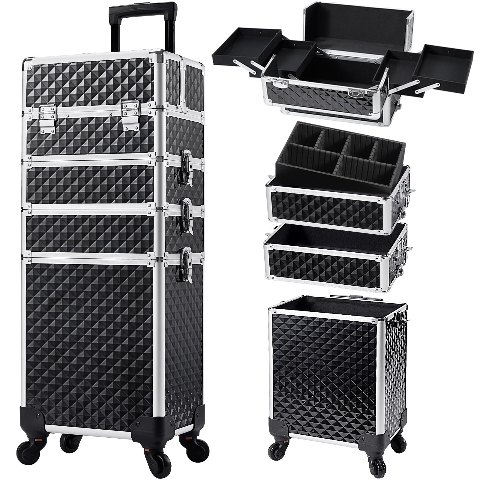 Stagiant rolling makeup case front view for on-the-go organization.
