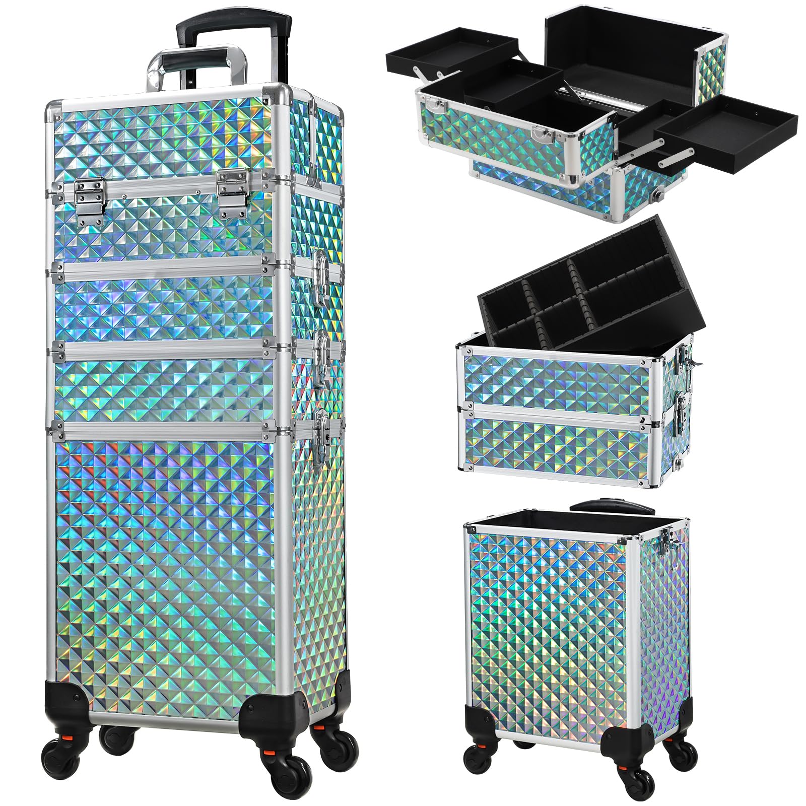 Stagiant rolling makeup case on wheels for easy travel and organized storage.