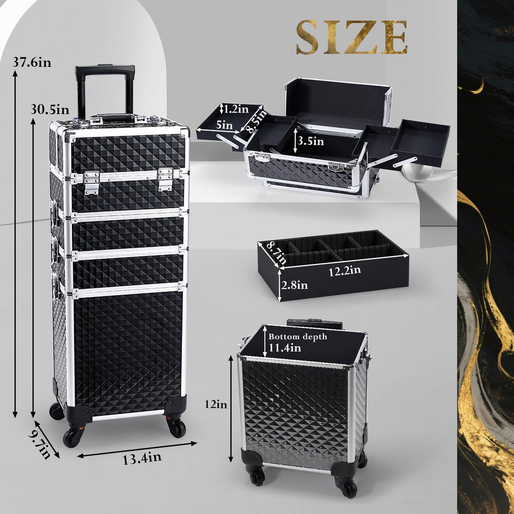 Stagiant rolling makeup case interior wear-resistant polyester lining for easy cleaning.