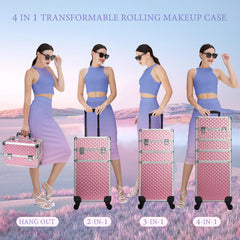Stagiant rolling makeup train case 3-in-1 configuration supports flexible setups.