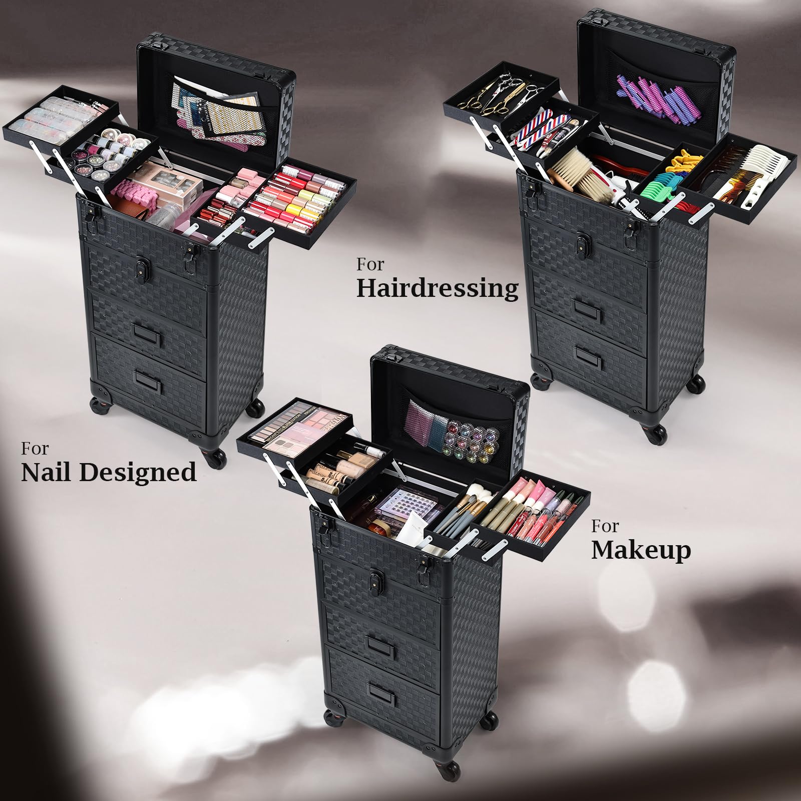 Stagiant three-drawers with smooth rails for organized storage during travel.