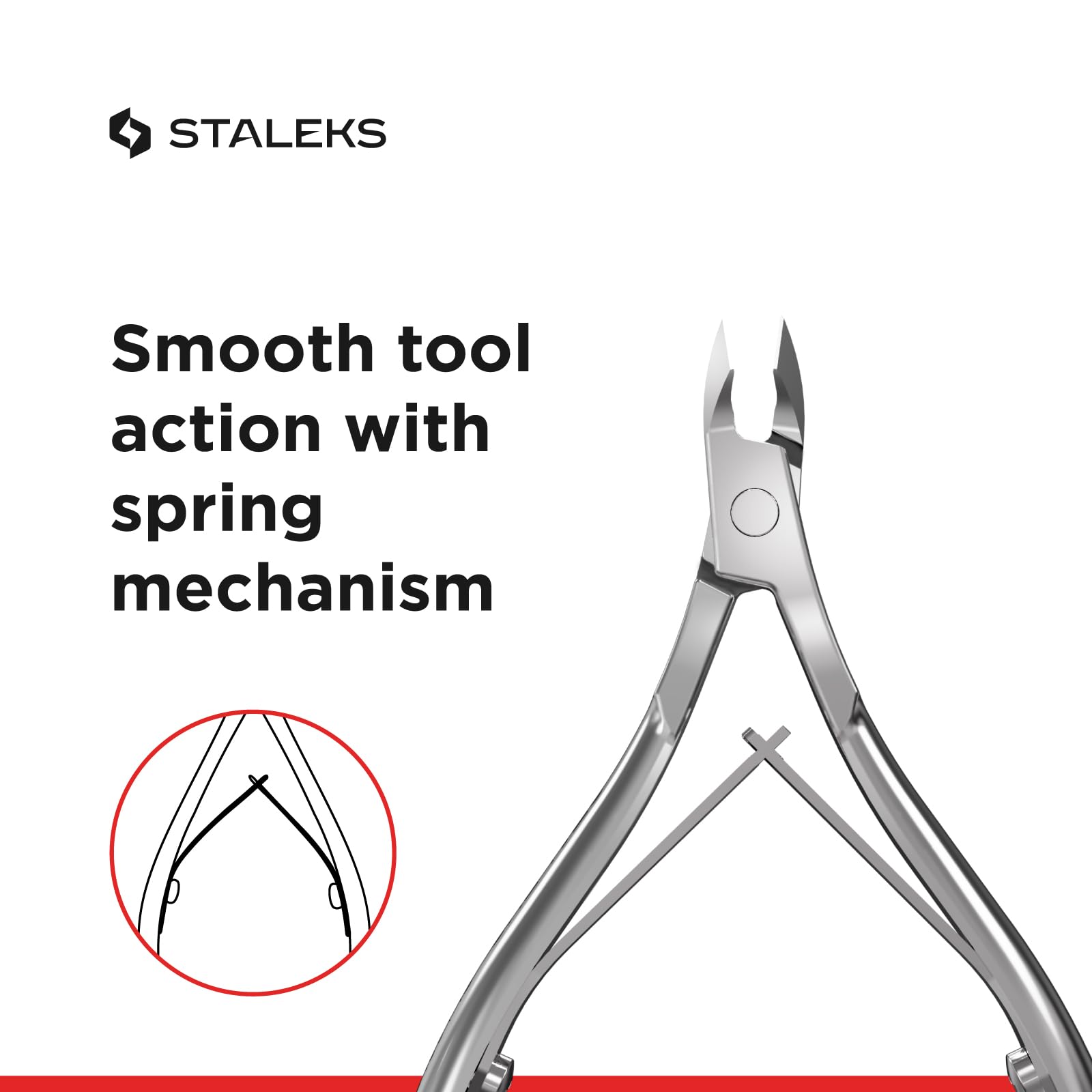 Staleks Classic 12 cuticle nippers handle detail showing ergonomic grip