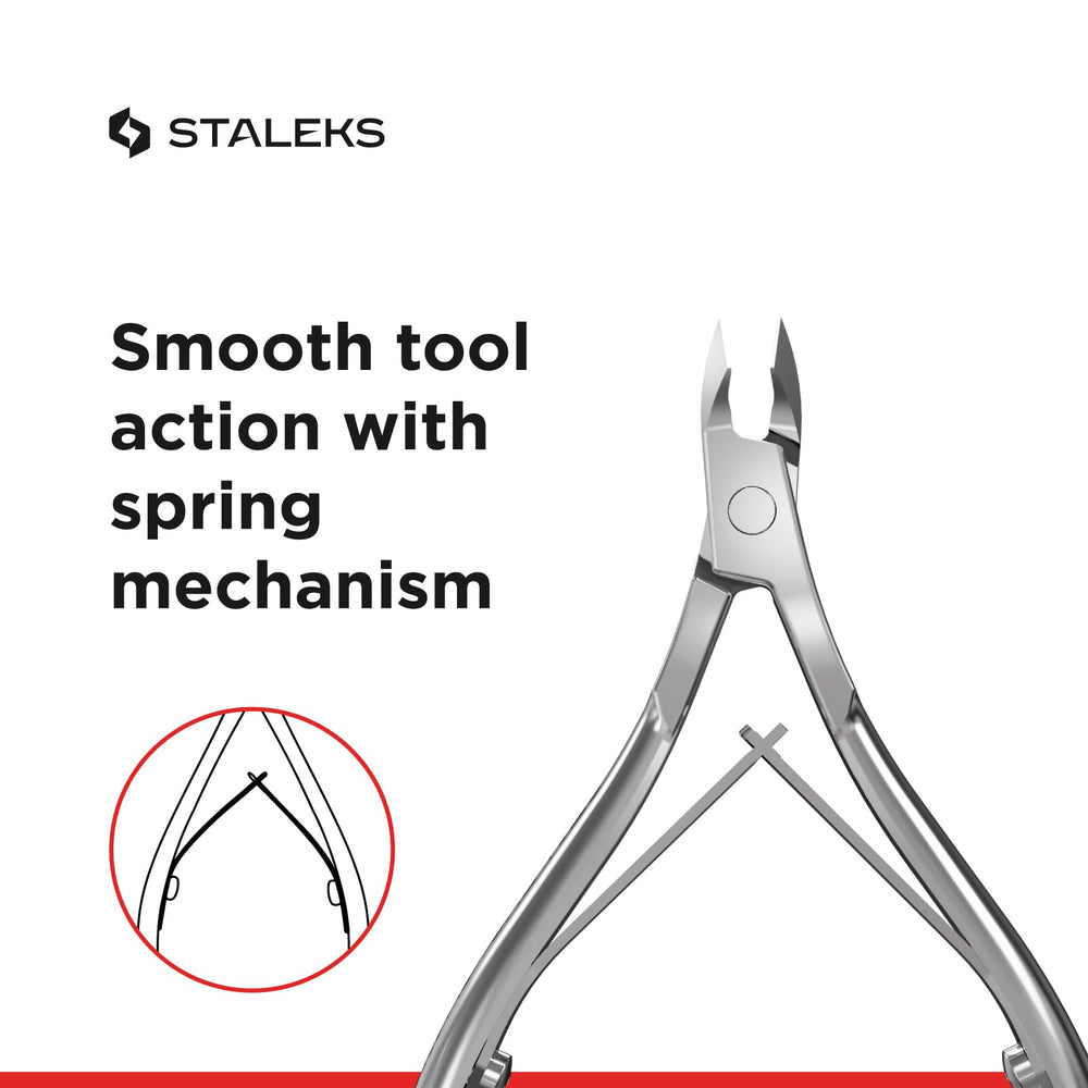 Staleks Classic 12 cuticle nippers handle detail showing ergonomic grip