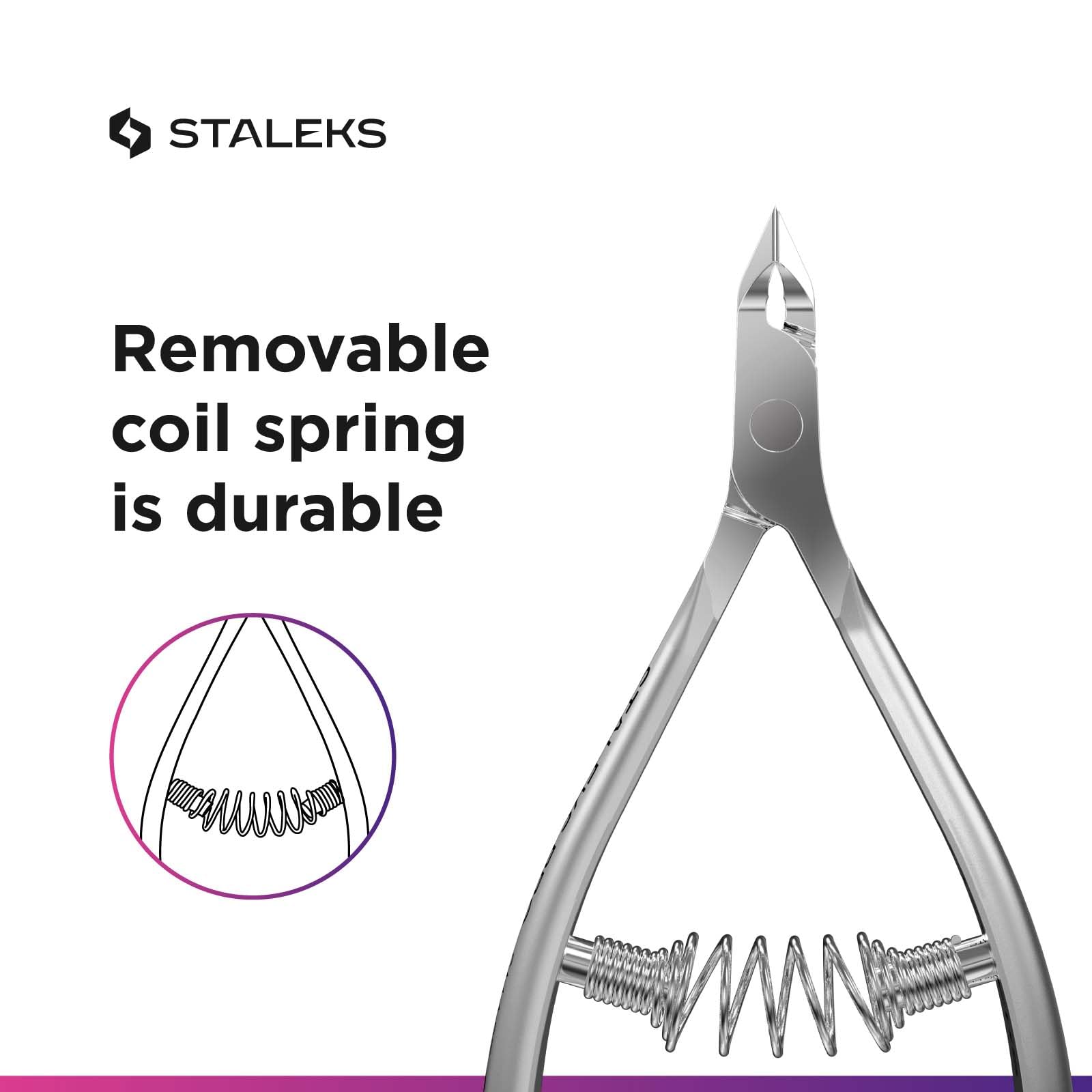 Staleks Pro Cuticle Trimmer removable coil spring for smooth strokes